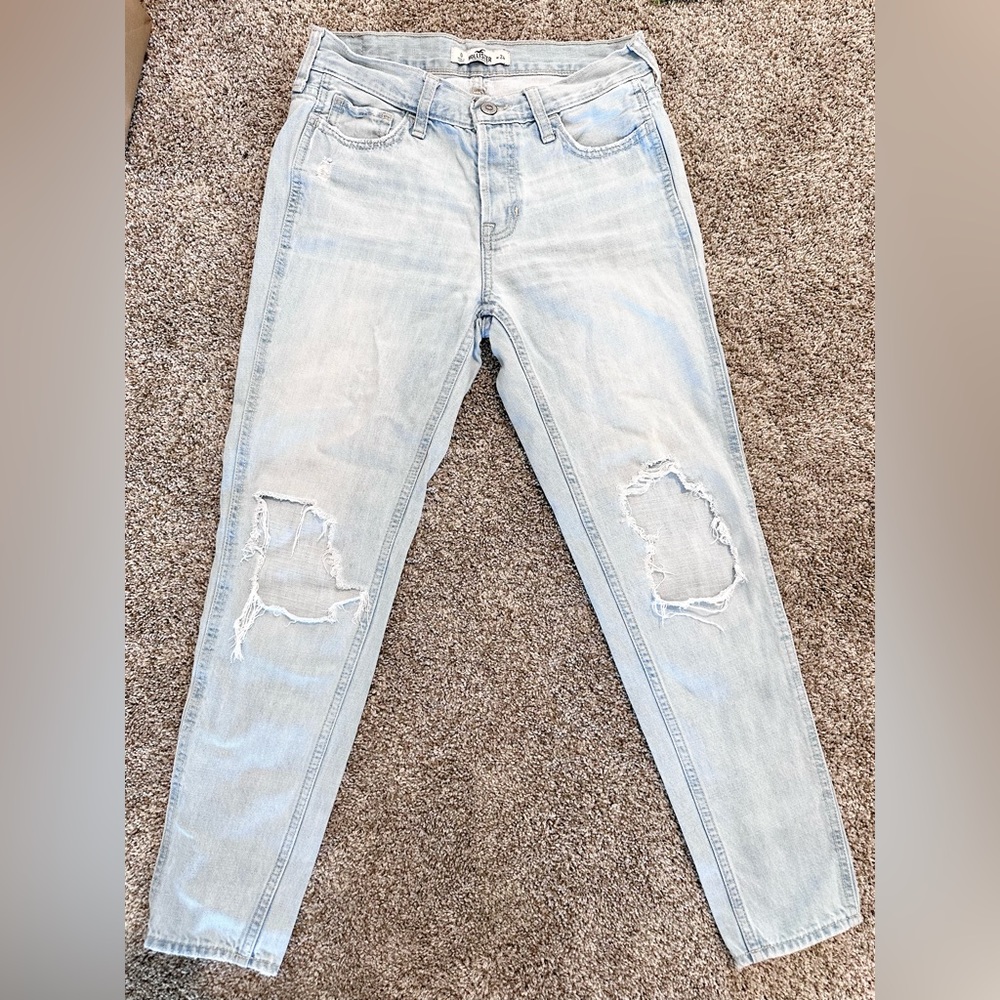 Hollister Ripped Mom‎ Jeans, Light Wash Size 0